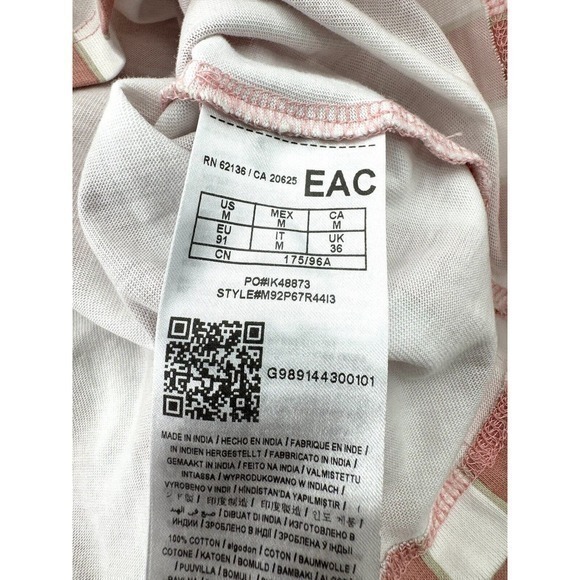 Guess Pink Striped Long Sleeve Crew Neck Shirt Embroidered Guess Logo Women's M - Picture 16 of 16